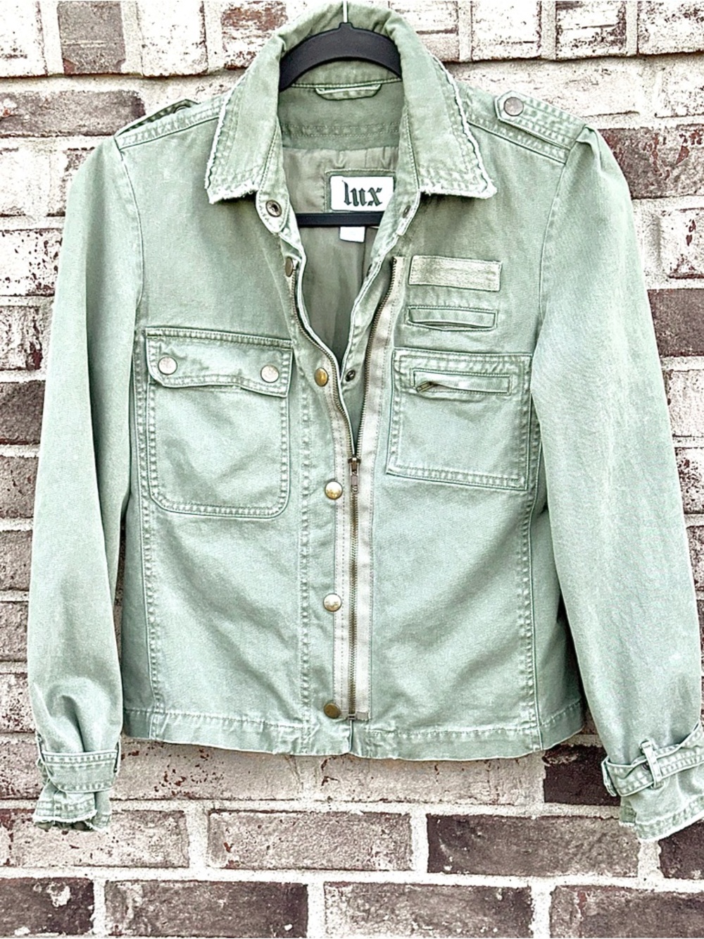 LUX Utility Jacket In Faded Sage Green